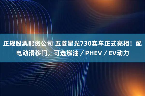 正规股票配资公司 五菱星光730实车正式亮相！配电动滑移门，可选燃油／PHEV／EV动力